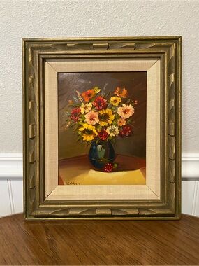 Vintage Moody Floral Oil Painting
